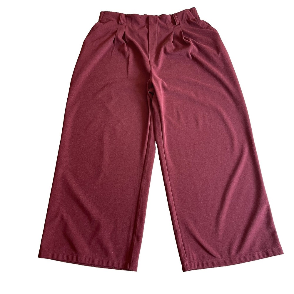 Halara Flex High Waisted Pocket Straight Wide Leg Work Pants Maroon XL Pull-On‎